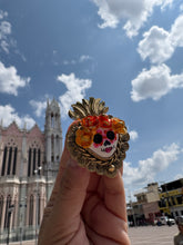 Anillo calavera naranja